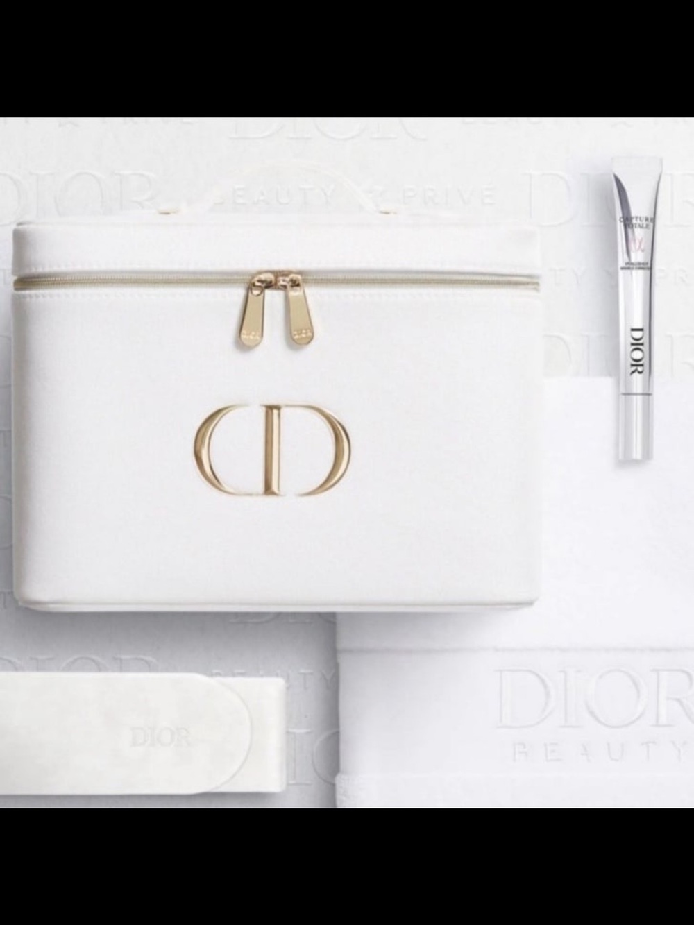 Dior VIP White Cosmetic Train Case with CD Logo